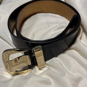 Michael Kors Black Belt with Gold Buckle